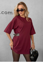 Kleid z paskiem Somewhere Else Burgunderrot