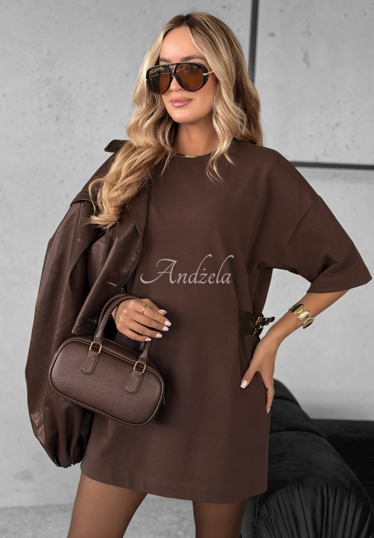 Kleid mit dekorativer Applikation Somewhere Else Schokoladenbraun