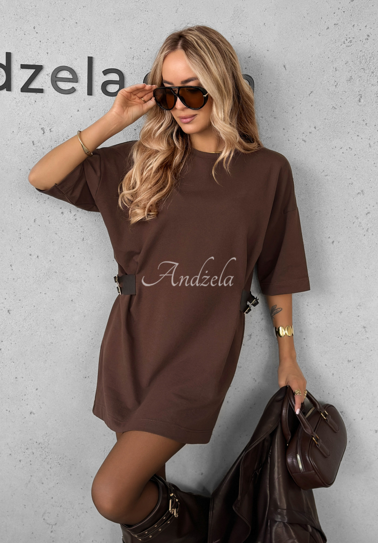 Kleid mit dekorativer Applikation Somewhere Else Schokoladenbraun
