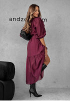 Kleid z tencelu z falbankami Something Begins Burgunderrot
