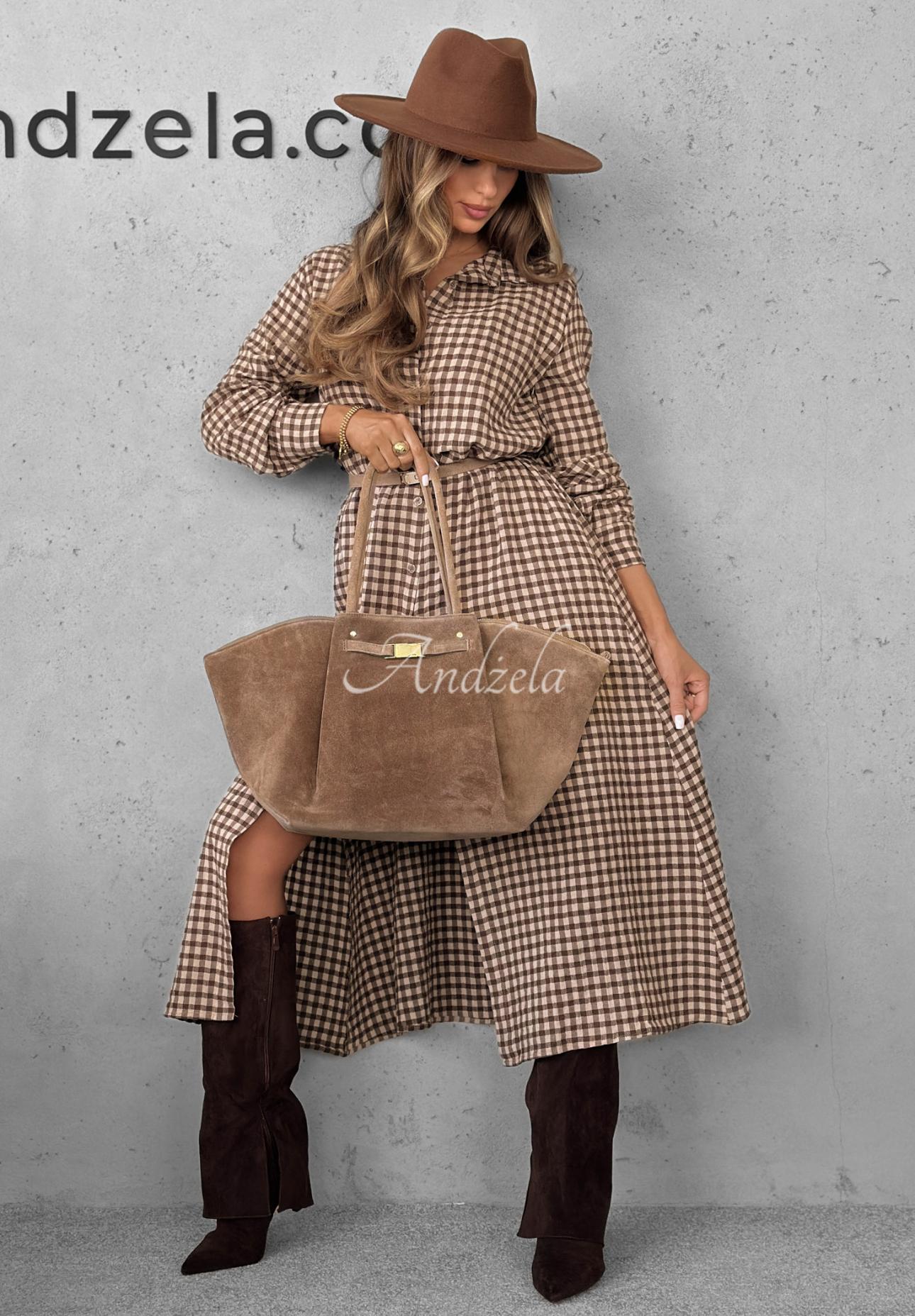 Almost Ready beige suede handbag