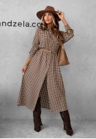 Kleid maxi w kratę Trust Me Schokoladenbraun