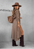 Kleid maxi w kratę Trust Me Schokoladenbraun