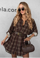Hemd Kleid w kratę Autumn Central Park Schokoladenbraun