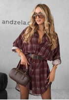 Hemd Kleid w kratę Autumn Central Park Burgunderrot