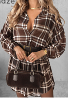 Hemd Kleid w kratę Autumn Central Park czekoladowo-Beige