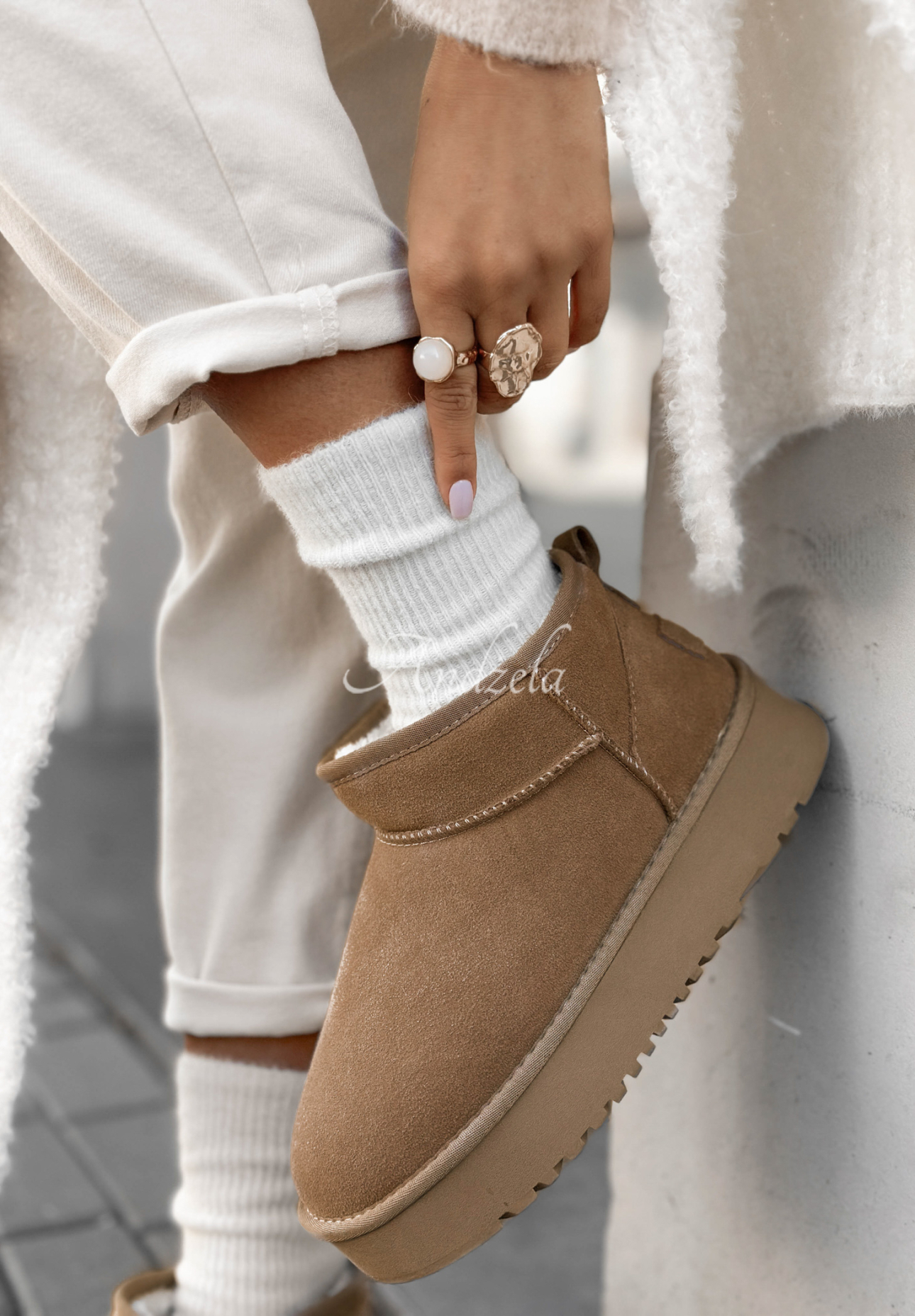 Schneestiefel aus Wildleder Wild Wind Beige