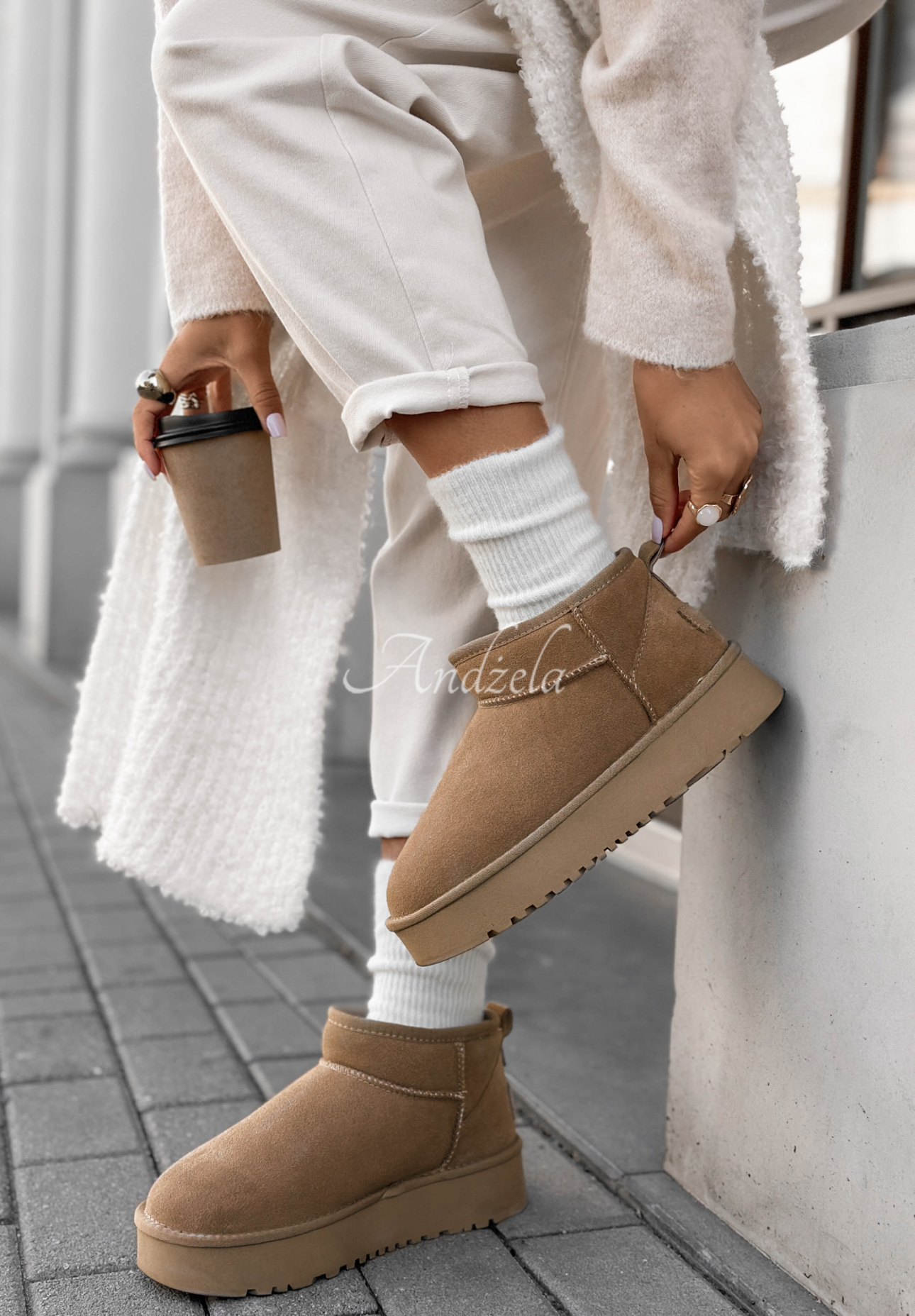 Schneestiefel aus Wildleder Wild Wind Beige