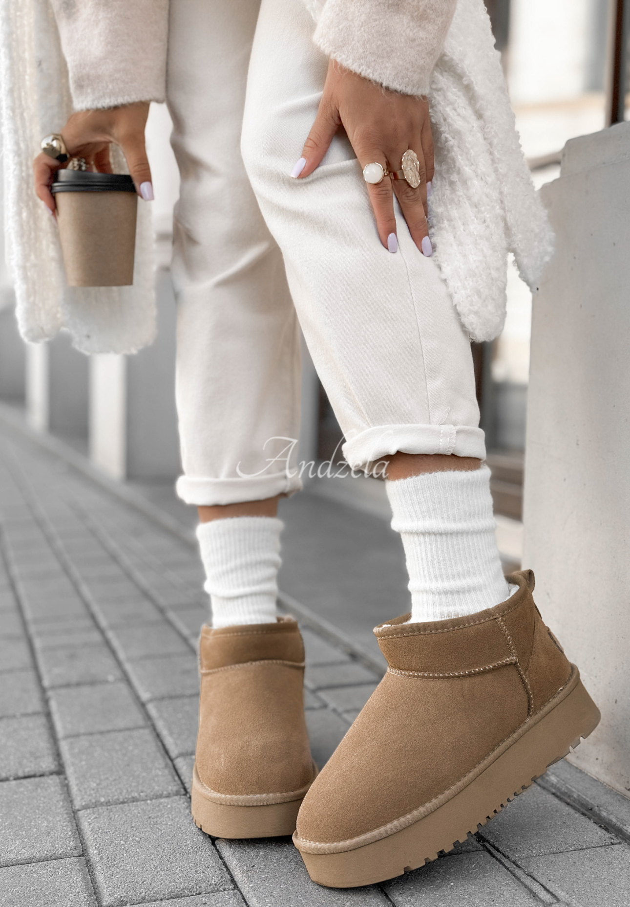 Schneestiefel aus Wildleder Wild Wind Beige