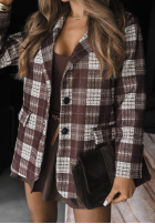 Blazer w kratę Don’t Text First Schokoladenbraun