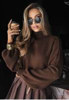 Pullover z golfem Hear My Words Schokoladenbraun