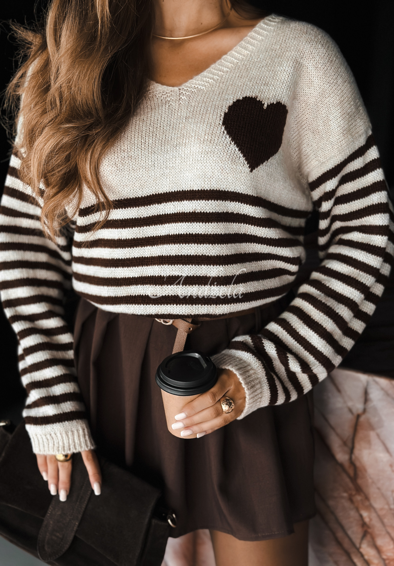 Gestreifter Pullover aus Wolle und Mohair It Was Yesterday Beige