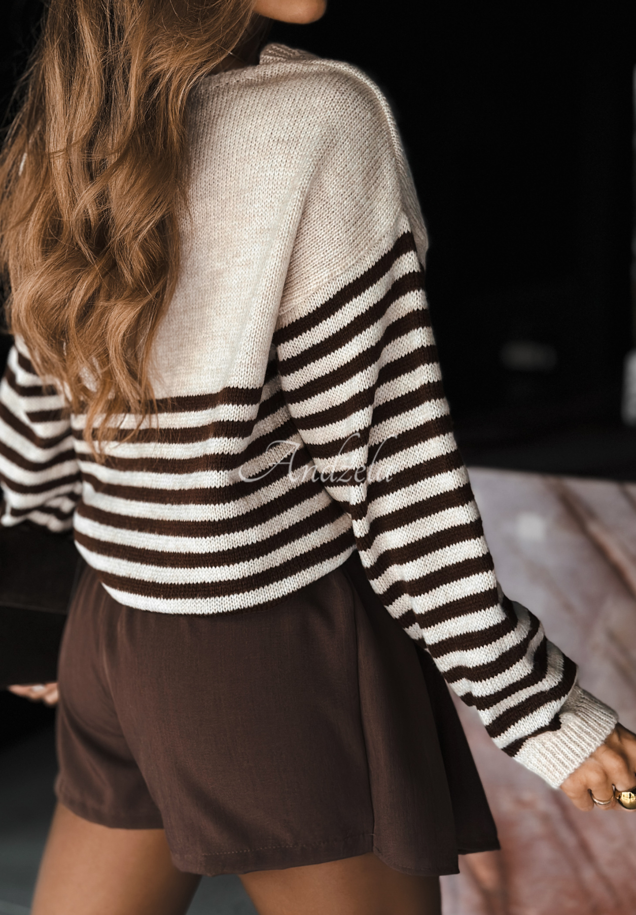 Gestreifter Pullover aus Wolle und Mohair It Was Yesterday Beige