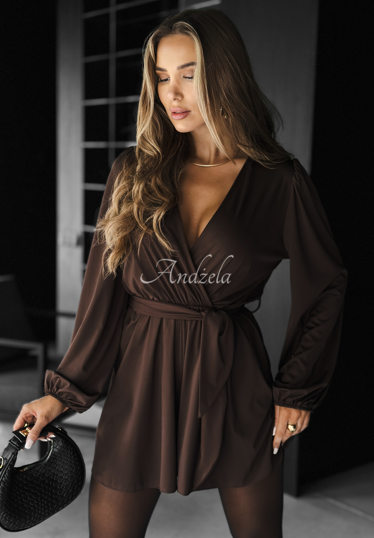 Jumpsuit mit Bindung Not Now Schokoladenbraun