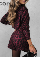 Krótki Jumpsuit w panterkę Forgot Again Burgunderrot