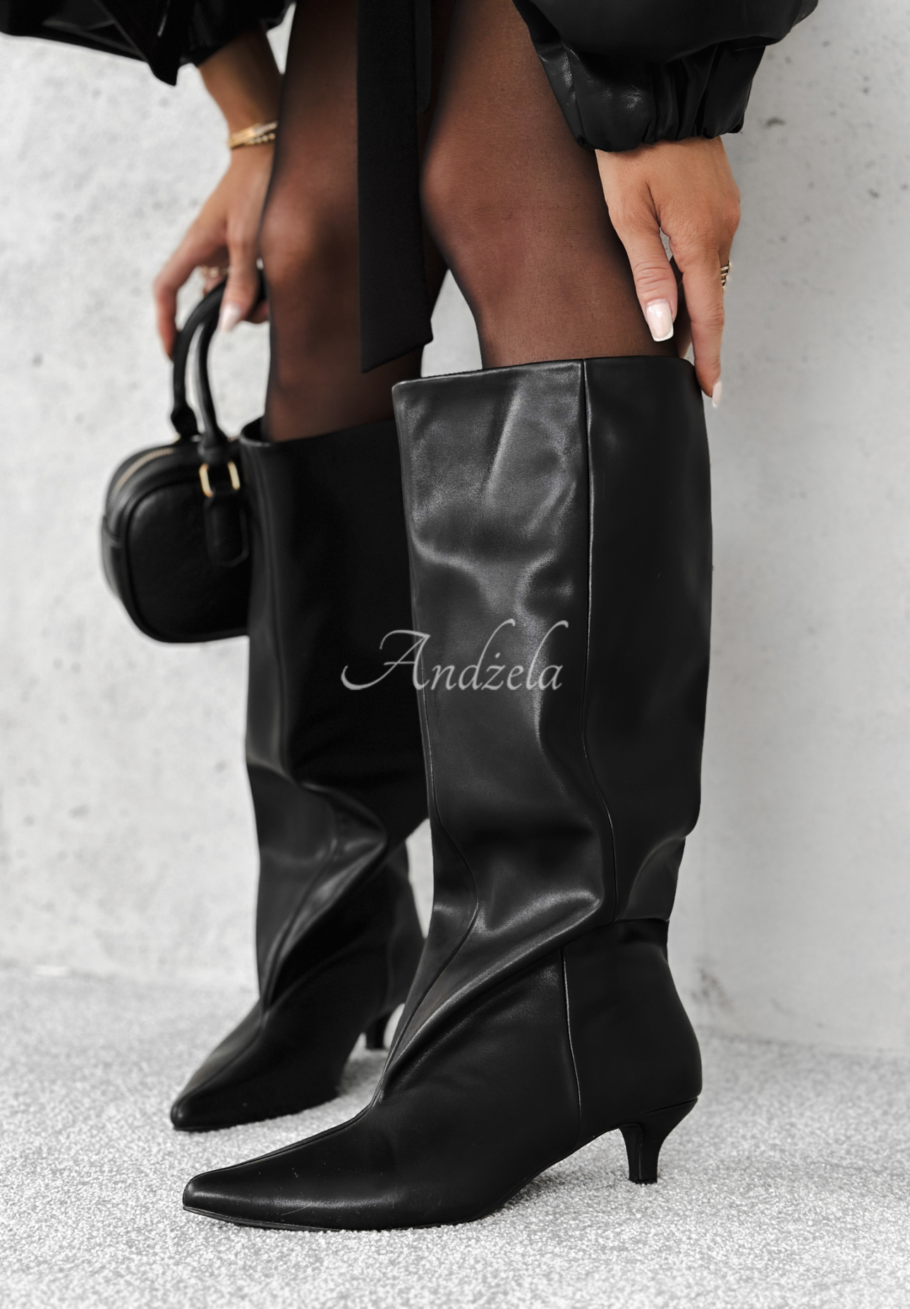 Weite Lederstiefel Feeling Fine Schwarz