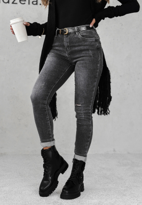 Skinny-Jeans Give It Everything Dunkelgrau