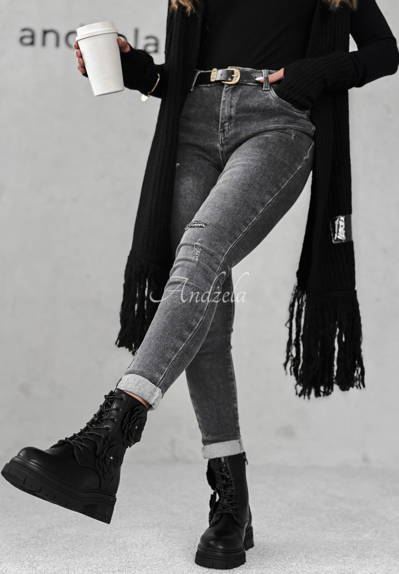 Skinny-Jeans Give It Everything Dunkelgrau