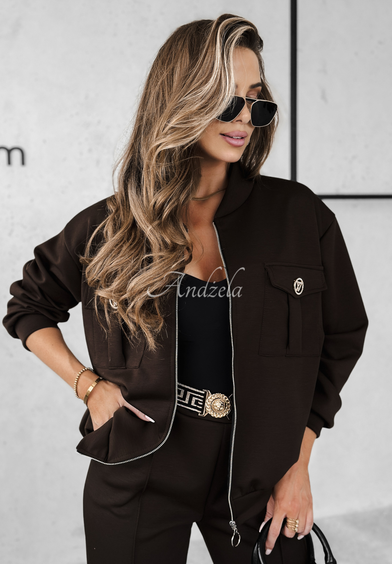 Set aus Sweatshirt und Hose mit Viskose Call Me Back Schokoladenbraun