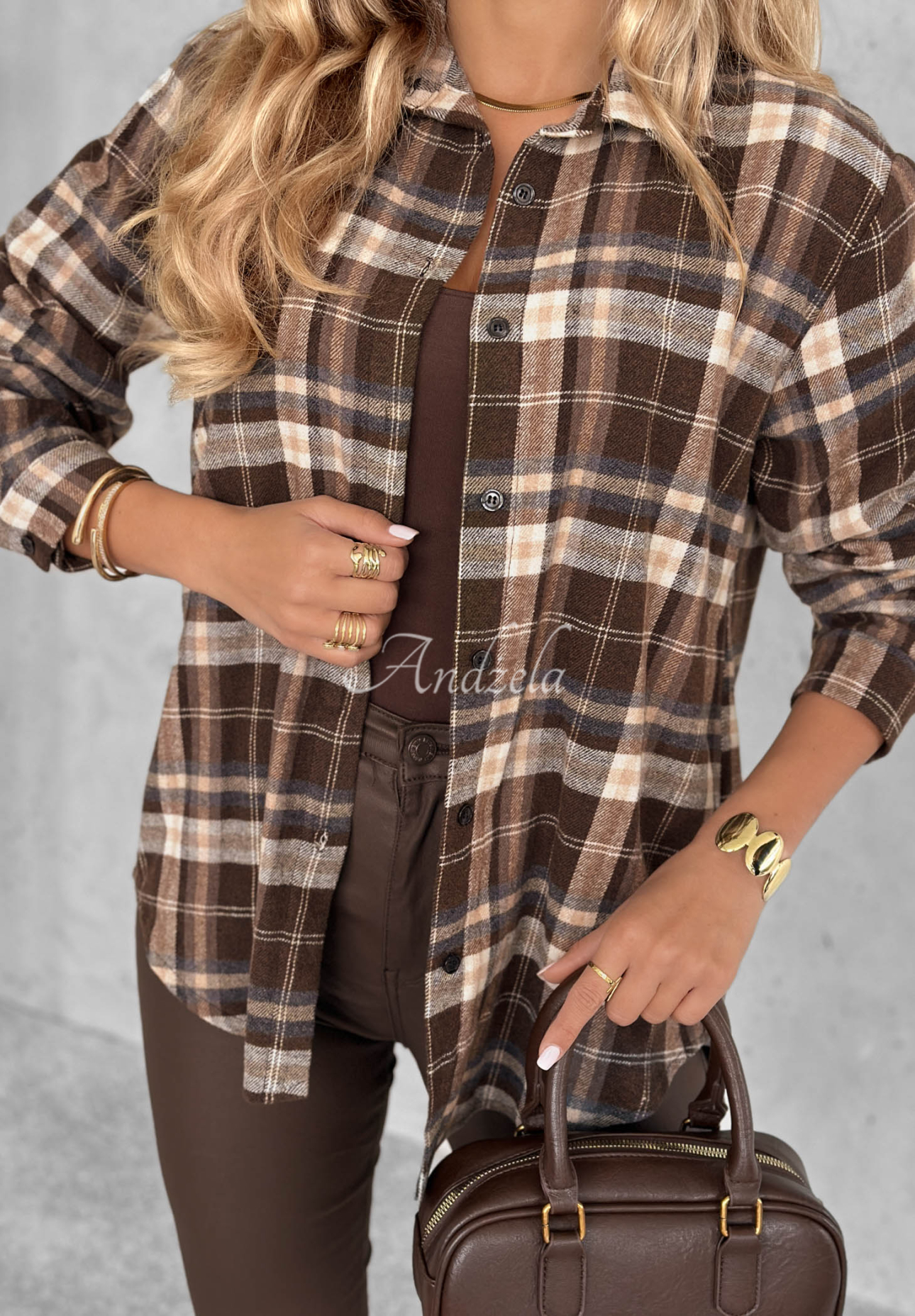 Kariertes Hemd Can You Feel schokoladenbraun-beige
