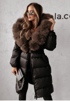 Długa pikowana Jacke z futerkiem Ice Kingdom Schwarz