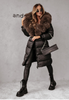 Długa pikowana Jacke z futerkiem Ice Kingdom Schwarz