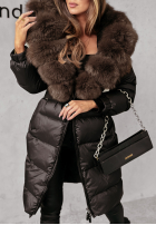 Długa pikowana Jacke z futerkiem Ice Kingdom Schwarz