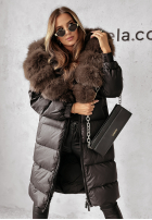 Długa pikowana Jacke z futerkiem Ice Kingdom Schwarz