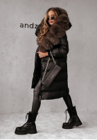 Długa pikowana Jacke z futerkiem Ice Kingdom Schwarz