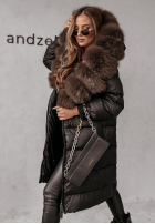 Długa pikowana Jacke z futerkiem Ice Kingdom Schwarz