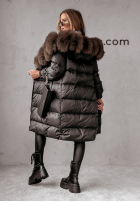 Długa pikowana Jacke z futerkiem Ice Kingdom Schwarz