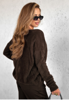 Krótki Cardigan alpaka Fluffy And Cute Schokoladenbraun