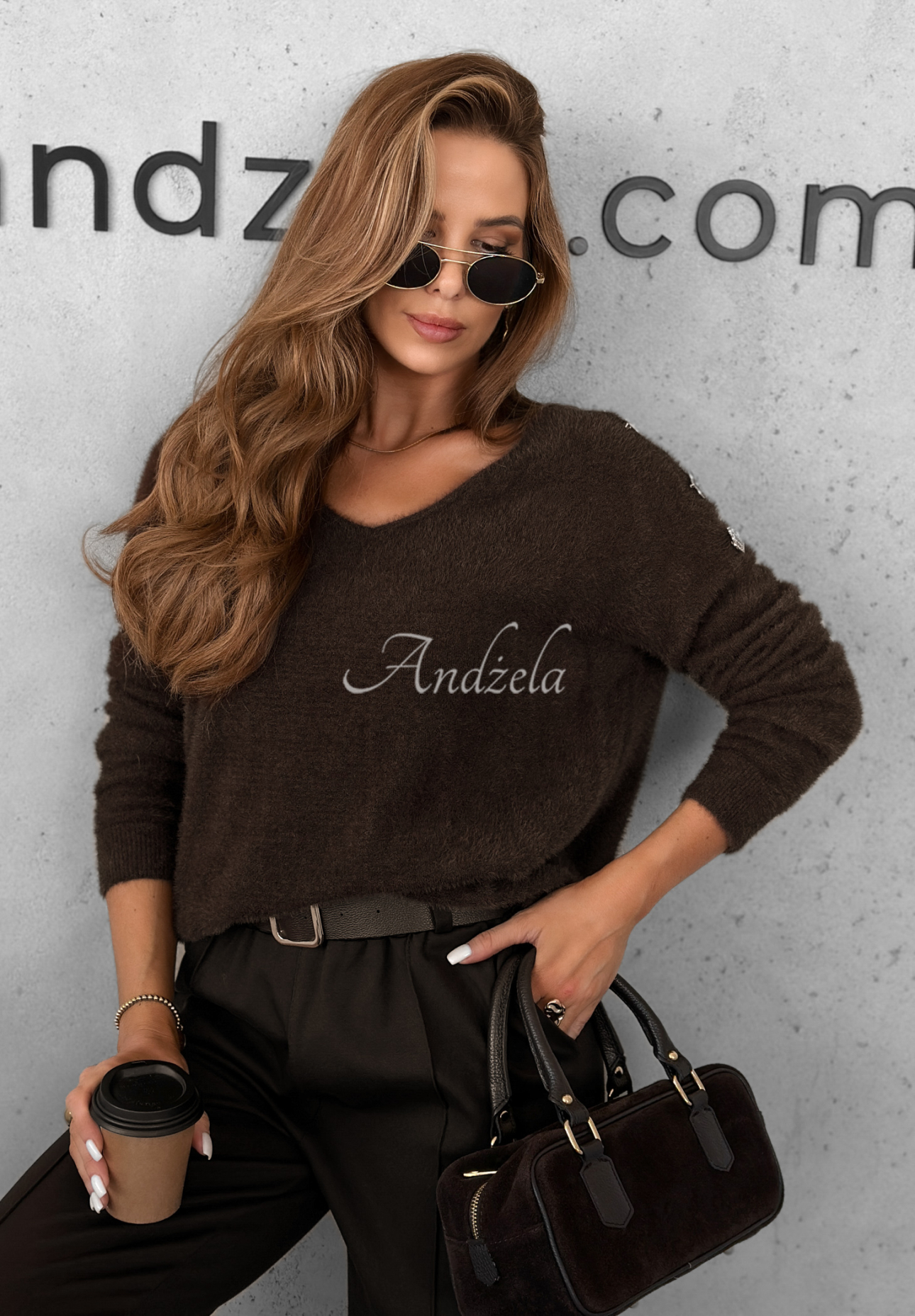 Alpaka-Pullover Teddy Fluff Schokoladenbraun