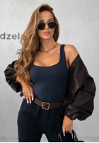 Wiskozowy top z dekoltem All Coming Back Dunkelblau