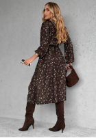 Kleid midi w kwiaty Tell Me Now Schokoladenbraun