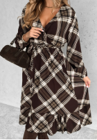 Kleid midi w kratę Could Be Us Schokoladenbraun