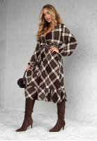 Kleid midi w kratę Could Be Us Schokoladenbraun
