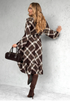 Kleid midi w kratę Could Be Us Schokoladenbraun