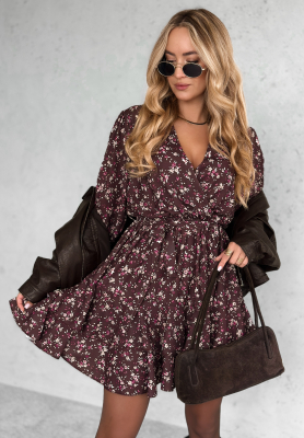 Minikleid aus Viskose mit Blumenmuster No Second Chances Burgunderrot