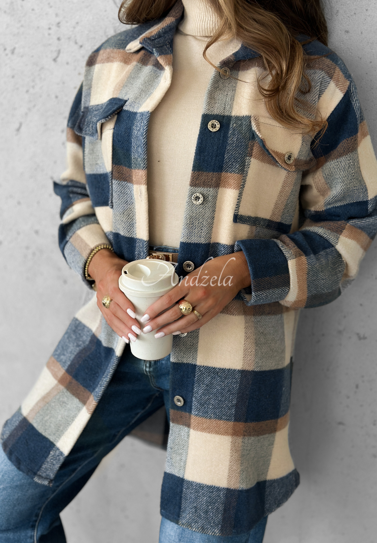 Kariertes Hemd Tea With Cinnamon Beige-Dunkelblau