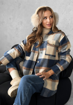 Kariertes Hemd Tea With Cinnamon Beige-Dunkelblau