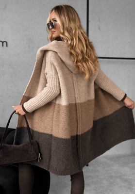 Langer Cardigan mit Wolle Show Me More Beige