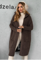 Długi Cardigan oversize z kapturem Simply Live Schokoladenbraun