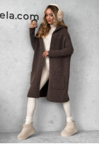 Długi Cardigan oversize z kapturem Simply Live Schokoladenbraun