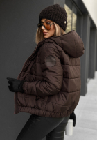 Pikowana kurtka z kapturem Just to Know czekoladowa