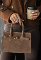 Zamszowa torebka kuferek Another Story mokka