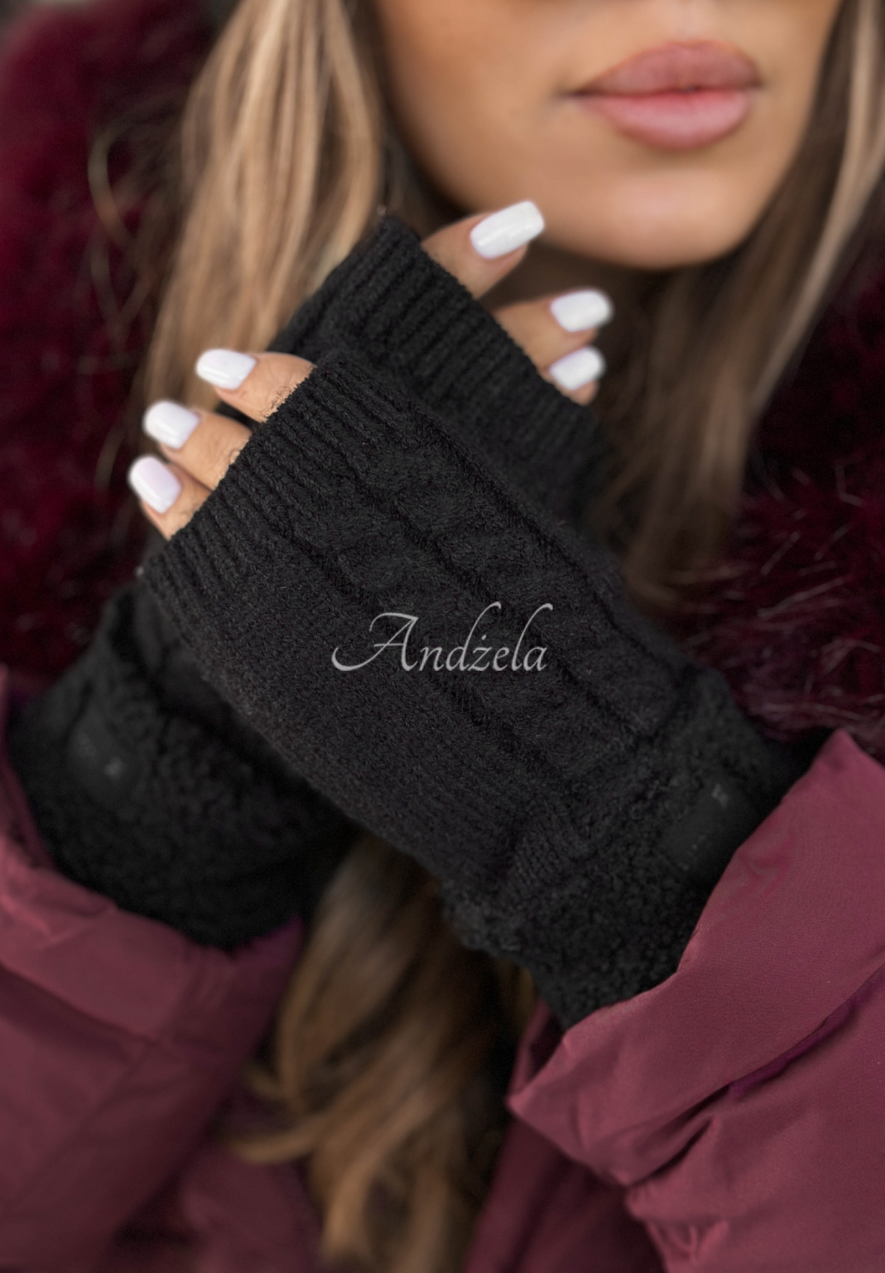 Schaffellhandschuhe Enjoying Winter Schwarz