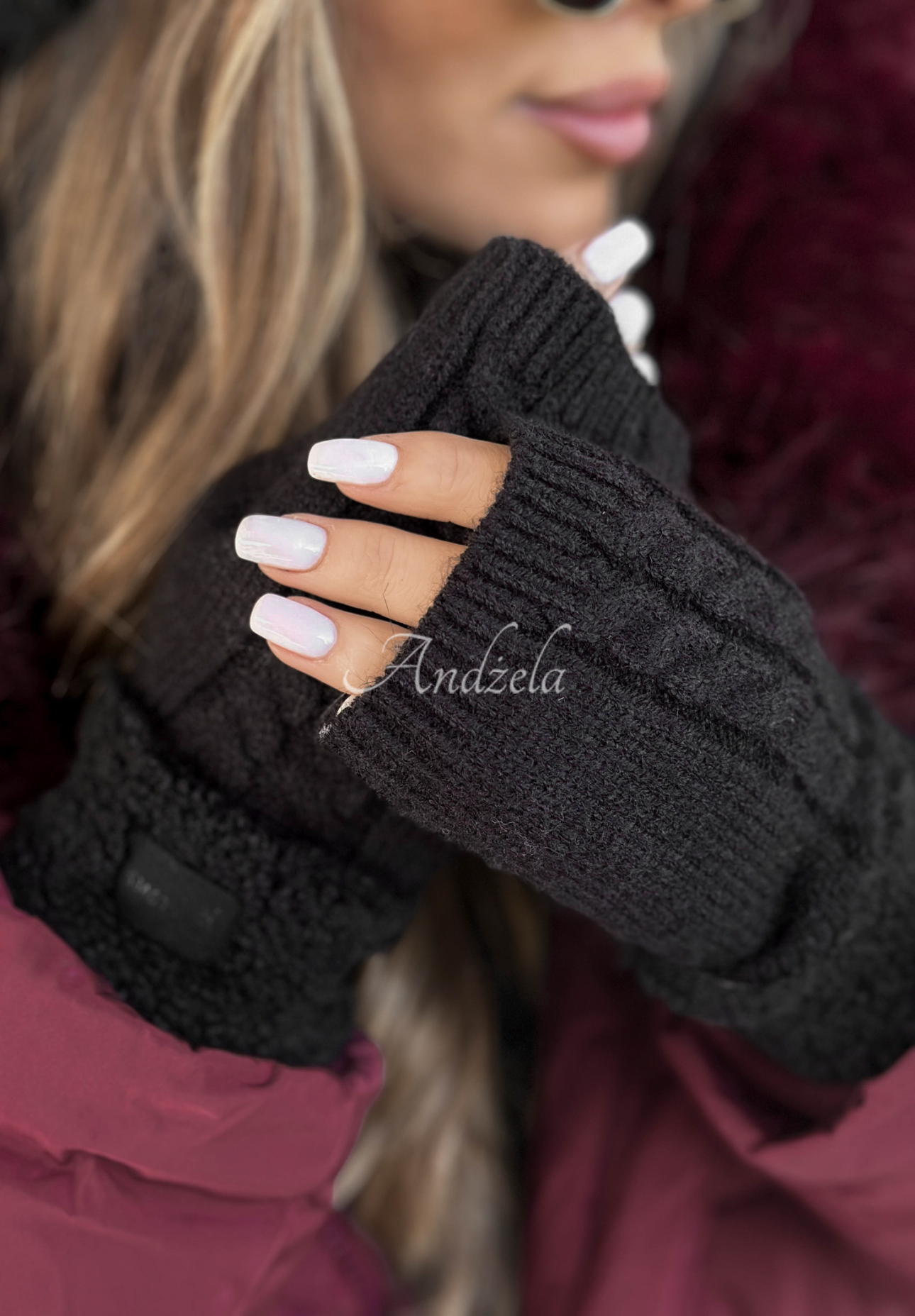Schaffellhandschuhe Enjoying Winter Schwarz