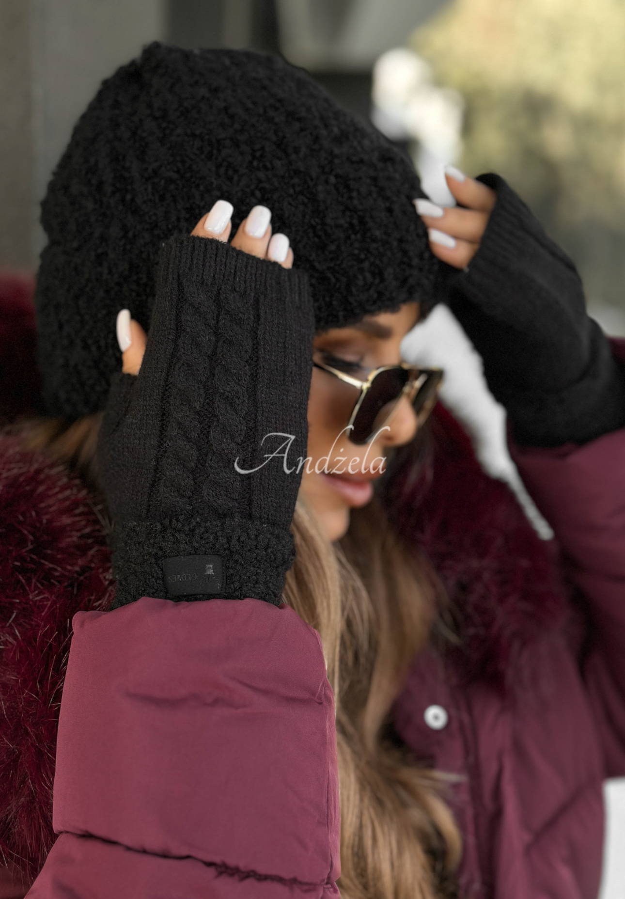 Schaffellhandschuhe Enjoying Winter Schwarz