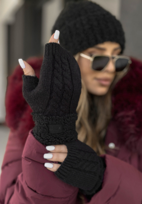 Schaffellhandschuhe Enjoying Winter Schwarz